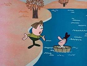 Screenshots from the 1962 Jay Ward Productions cartoon The Little Man in the Boat