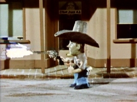 Screenshots from the 1962 Clokey Productions cartoon The Glob