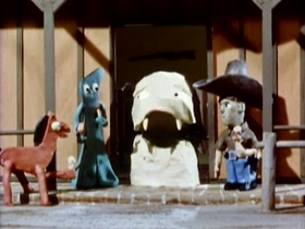 Screenshots from the 1962 Clokey Productions cartoon The Glob