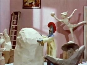 Screenshots from the 1962 Clokey Productions cartoon The Glob