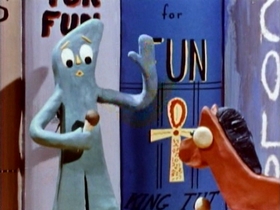 Screenshots from the 1962 Clokey Productions cartoon The Glob