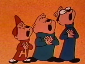 Screenshots from the 1962 Bagdasarian Productions cartoon The Band Played On