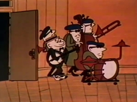 Screenshots from the 1962 Bagdasarian Productions cartoon The Band Played On
