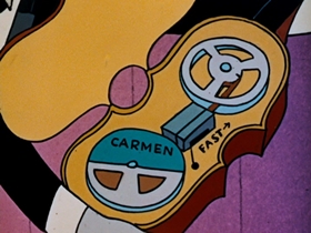 Screenshots from the 1962 MGM cartoon Carmen Get It!