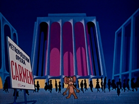 Screenshots from the 1962 MGM cartoon Carmen Get It!