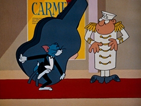 Screenshots from the 1962 MGM cartoon Carmen Get It!