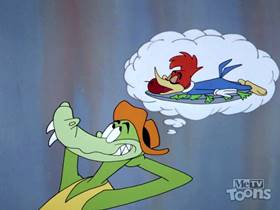 Screenshots from the 1962 Walter Lantz cartoon Little Woody Riding Hood