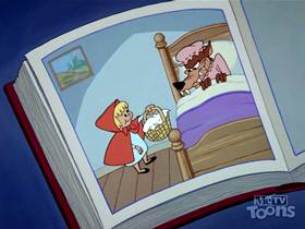 Screenshots from the 1962 Walter Lantz cartoon Little Woody Riding Hood