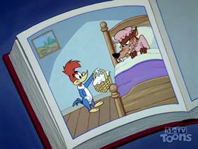 Screenshots from the 1962 Walter Lantz cartoon Little Woody Riding Hood