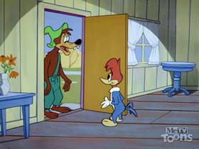 Screenshots from the 1962 Walter Lantz cartoon Little Woody Riding Hood