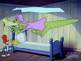 Screenshots from the 1962 Walter Lantz cartoon Little Woody Riding Hood