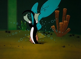 Screenshots from the 1962 Warner Bros. cartoon Fish and Slips