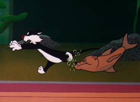 Screenshots from the 1962 Warner Bros. cartoon Fish and Slips