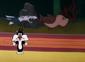 Screenshots from the 1962 Warner Bros. cartoon Fish and Slips