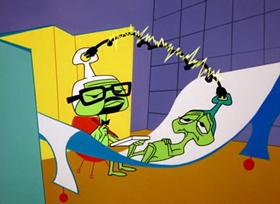 Screenshots from the 1962 Warner Bros. cartoon Martian Through Georgia