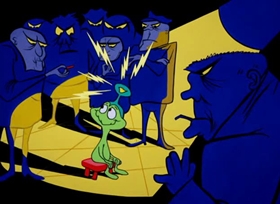Screenshots from the 1962 Warner Bros. cartoon Martian Through Georgia