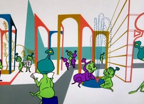 Screenshots from the 1962 Warner Bros. cartoon Martian Through Georgia