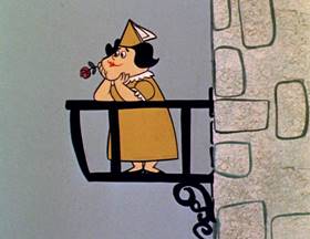 Screenshots from the 1962 Hanna-Barbera cartoon Slippery Slippers