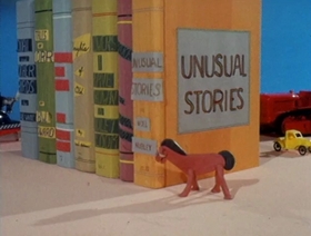 Screenshots from the 1963 Clokey Productions cartoon Santa Witch