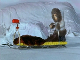 Screenshots from the 1963 Clokey Productions cartoon Santa Witch