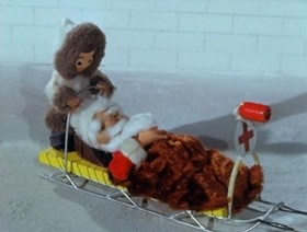 Screenshots from the 1963 Clokey Productions cartoon Santa Witch