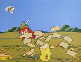 Screenshots from the 1963 Walter Lantz cartoon Robin Hoody Woody