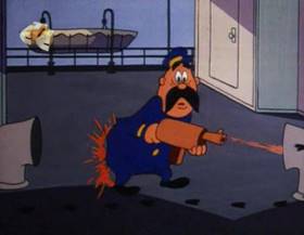 Screenshots from the 1963 Walter Lantz cartoon Stowaway Woody