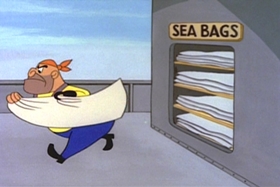 Screenshots from the 1963 Walter Lantz cartoon Hi-Seas Hi-Jacker