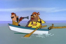 Screenshots from the 1963 Walter Lantz cartoon Hi-Seas Hi-Jacker