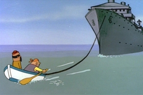 Screenshots from the 1963 Walter Lantz cartoon Hi-Seas Hi-Jacker