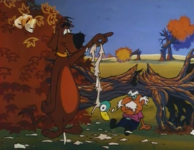 Screenshots from the 1963 Walter Lantz cartoon Coy Decoy