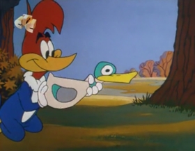 Screenshots from the 1963 Walter Lantz cartoon Coy Decoy