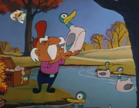 Screenshots from the 1963 Walter Lantz cartoon Coy Decoy