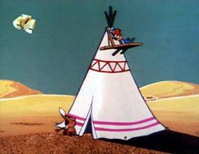 Screenshots from the 1963 Walter Lantz cartoon Tepee for Two