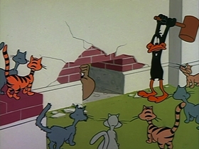 Screenshots from the 1963 Warner Bros. cartoon Fast Buck Duck
