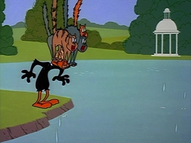 Screenshots from the 1963 Warner Bros. cartoon Fast Buck Duck