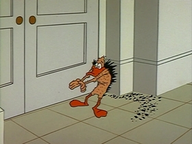 Screenshots from the 1963 Warner Bros. cartoon Fast Buck Duck