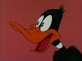 Screenshots from the 1963 Warner Bros. cartoon Fast Buck Duck