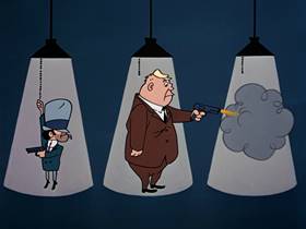 Screenshots from the 1963 Warner Bros. cartoon The Unmentionables