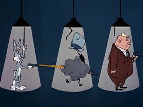 Screenshots from the 1963 Warner Bros. cartoon The Unmentionables