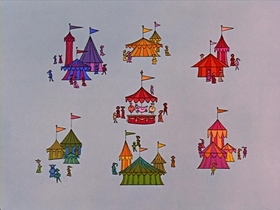 Screenshots from the 1964 Disney cartoon Disneyland Goes to the World