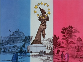 Screenshots from the 1964 Disney cartoon Disneyland Goes to the World