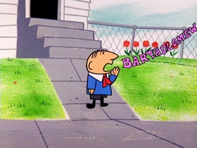 Screenshots from the 1964 Warner Bros. cartoon Bartholomew Versus the Wheel