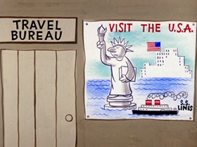 Screenshots from the 1964 Warner Bros. cartoon Bartholomew Versus the Wheel