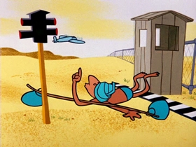 Screenshots from the 1964 Warner Bros. cartoon Bartholomew Versus the Wheel