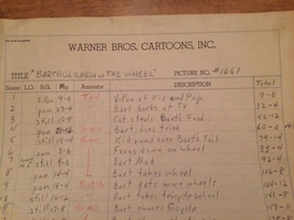 Drafts from the 1964 Warner Bros. cartoon Bartholomew Versus the Wheel