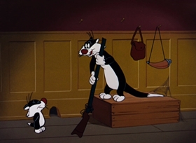 Screenshots from the 1964 Warner Bros. cartoon Freudy Cat