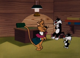 Screenshots from the 1964 Warner Bros. cartoon Freudy Cat