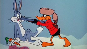 Screenshots from the 1964 Warner Bros. cartoon The Iceman Ducketh