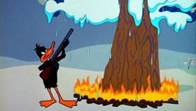 Screenshots from the 1964 Warner Bros. cartoon The Iceman Ducketh